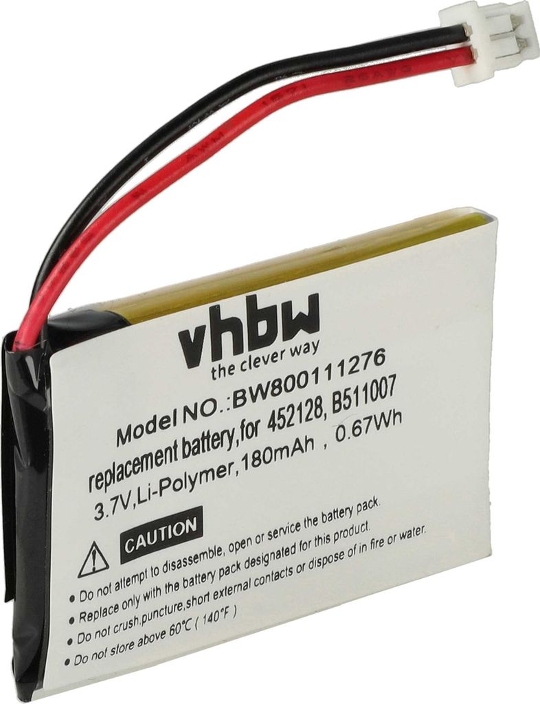 vhbw Akku kompatibel mit Plantronics CS60 Wireless Headset Kopfhörer (180 mAh, 3,7 V, Li-Polymer)