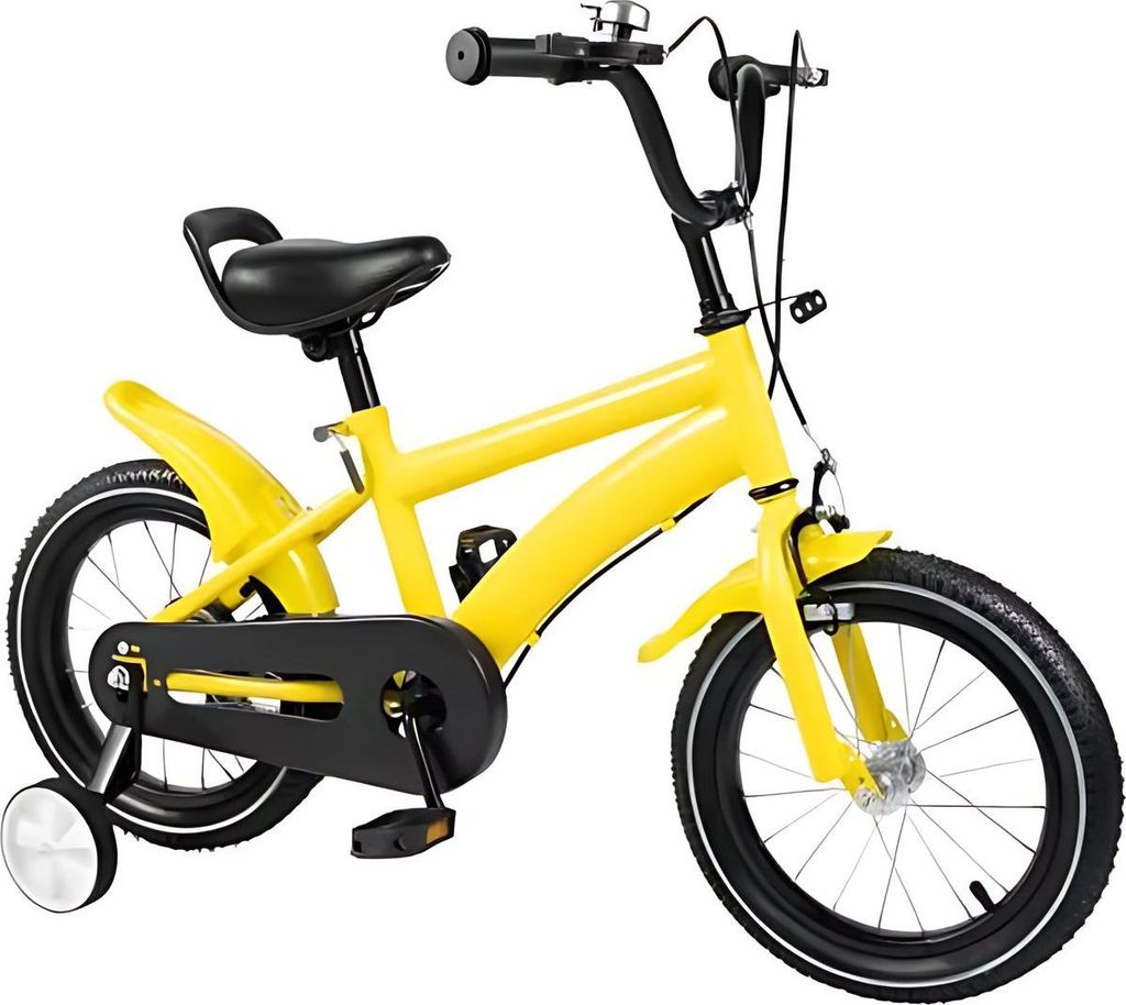 Kinder Dreirad 17 Inch – Mit Stützrädern – Für Kinder 1-5 Jahre – Gelb – Kinderfahrrad / Babyfahrrad / Kleinkindfahrrad