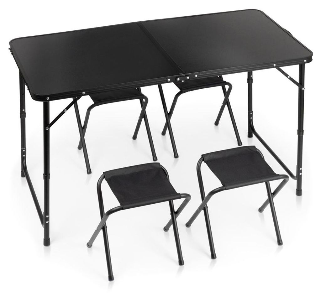 Vilde | Stolik campingowy z 4 taboretami zestaw - 120x60 cm Zdjęcie produktu 
