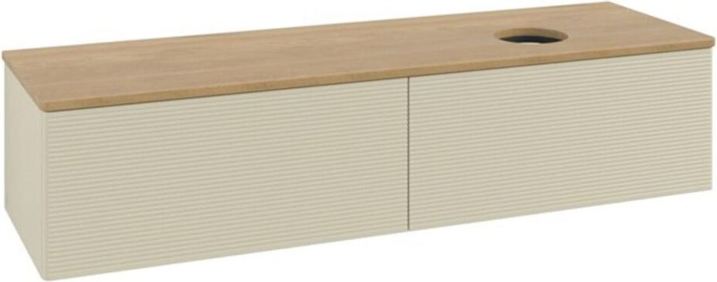 V&B Waschtischunterschrank mit Frontstruktur -Beleuchtung Antao 160x50cm, WBP-farbe hon. Oa, si Gr m Lac