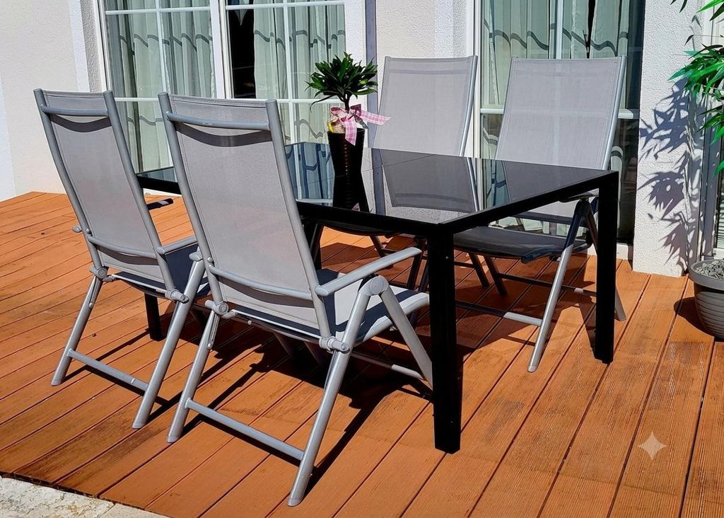 Sitzgruppe POETTO 4 Personen Grau Aluminium Gartenmöbel Produktbild 
