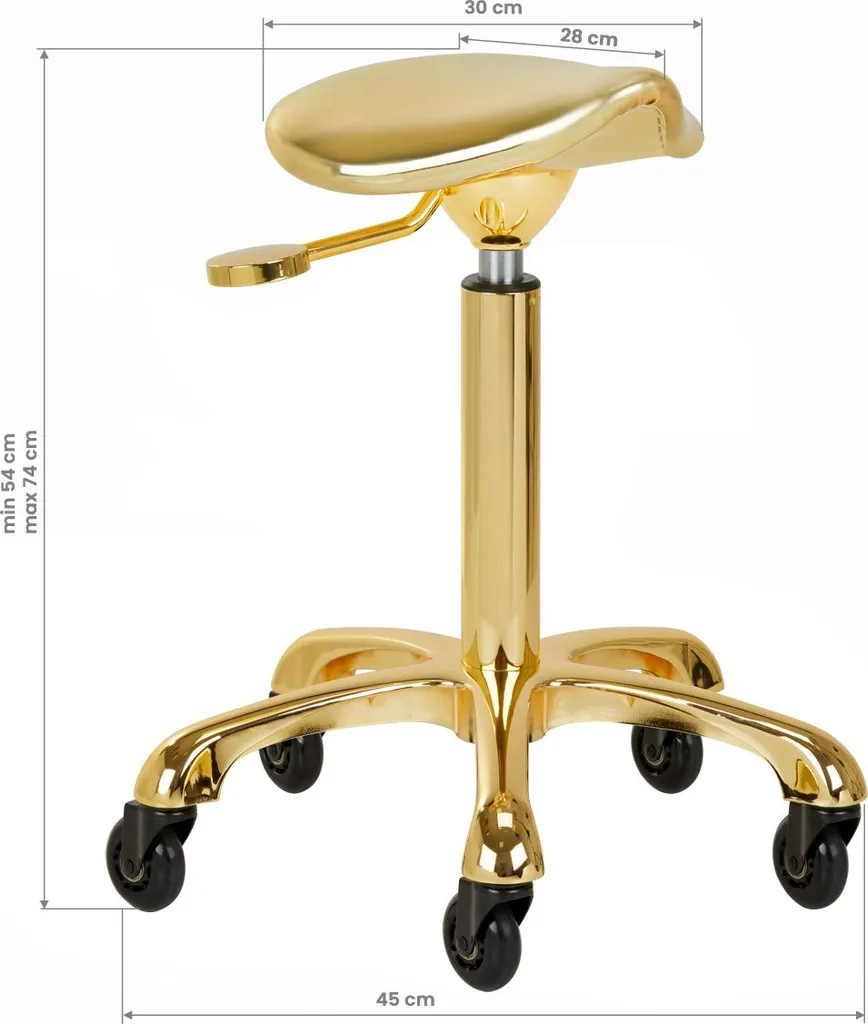 Tabouret à roulettes Gabbiano doré pour coiffeur et styliste - 5