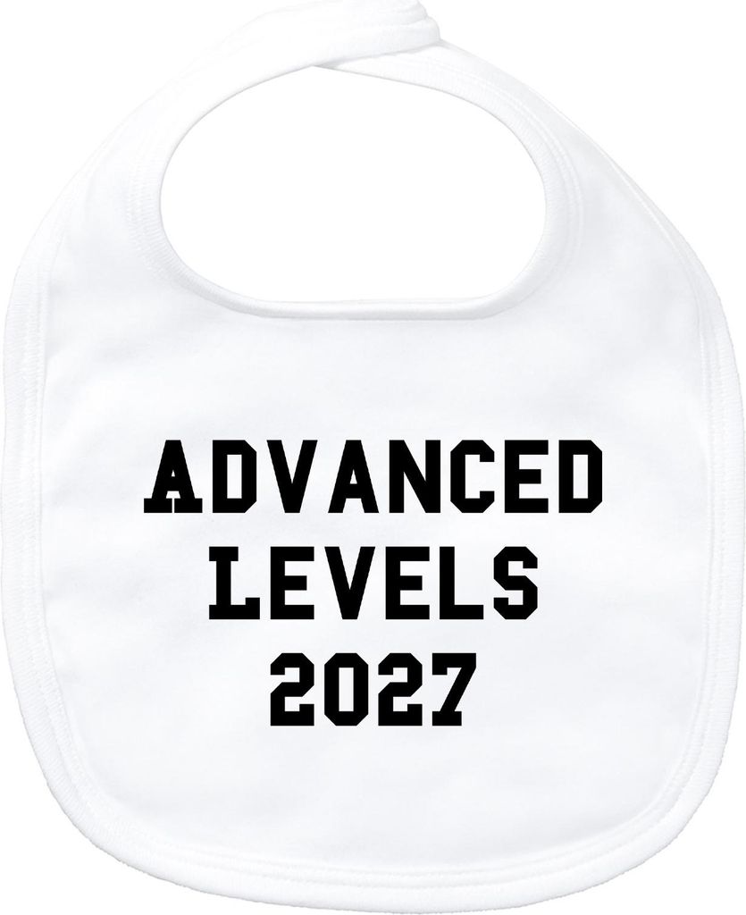 Huuraa Baby Lätzchen Advanced Levels 2027 Abschluss Großbritannien White Klettverschluss Baumwolle Latz Geschenkidee