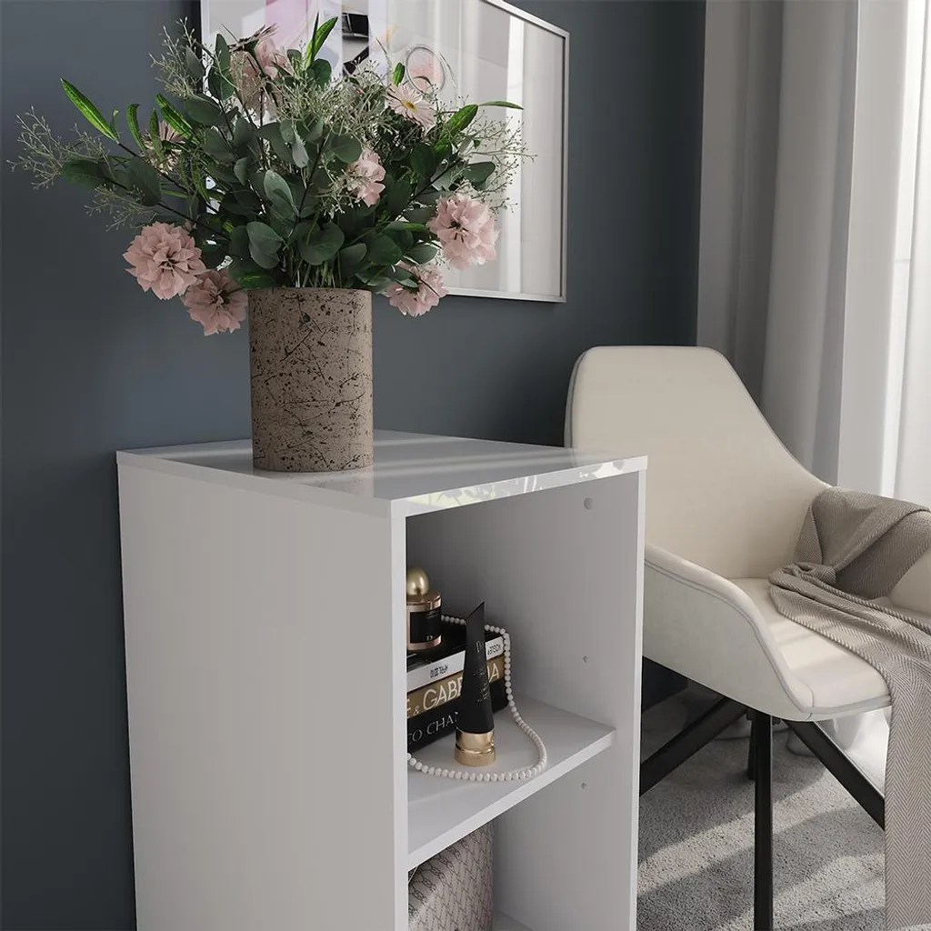 Vicco Cassettiera Sherry Bianco Lucido 40x76 cm | Mobiletto Salvaspazio