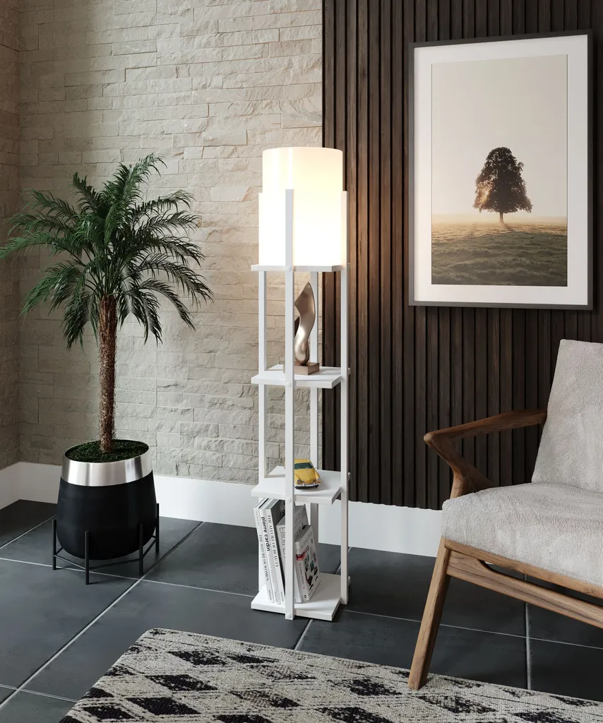Lampadaire de Salon Blanc en Bois MDF - Luminaire d'Intérieur Moderne