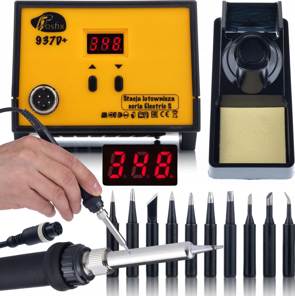 Rosfix 937D+ 60W Lötstation mit einem Set aus 10 schwarzen Produktbild 