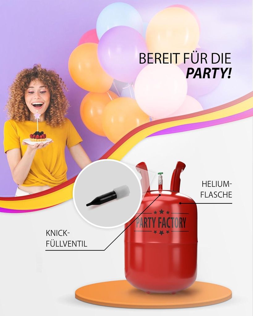 Party Factory Helium Flasche 2x 400L - Für Bis Zu 100 Ballons