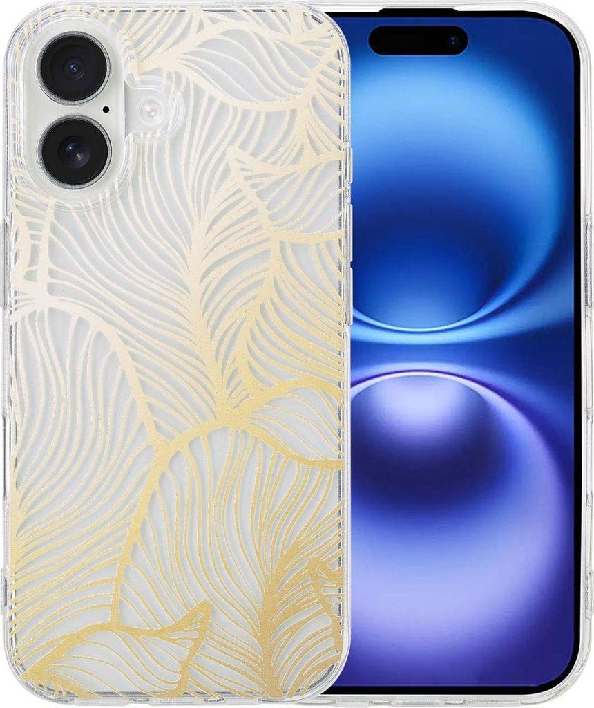 imoshion Design Hülle iPhone 16 - Golden Leaves Transparent