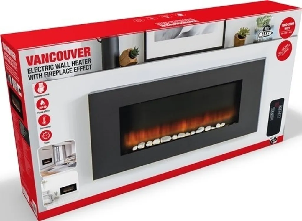 Cheminée Électrique 2000W Vancouver avec Programmateur et Effet Feu - 11
