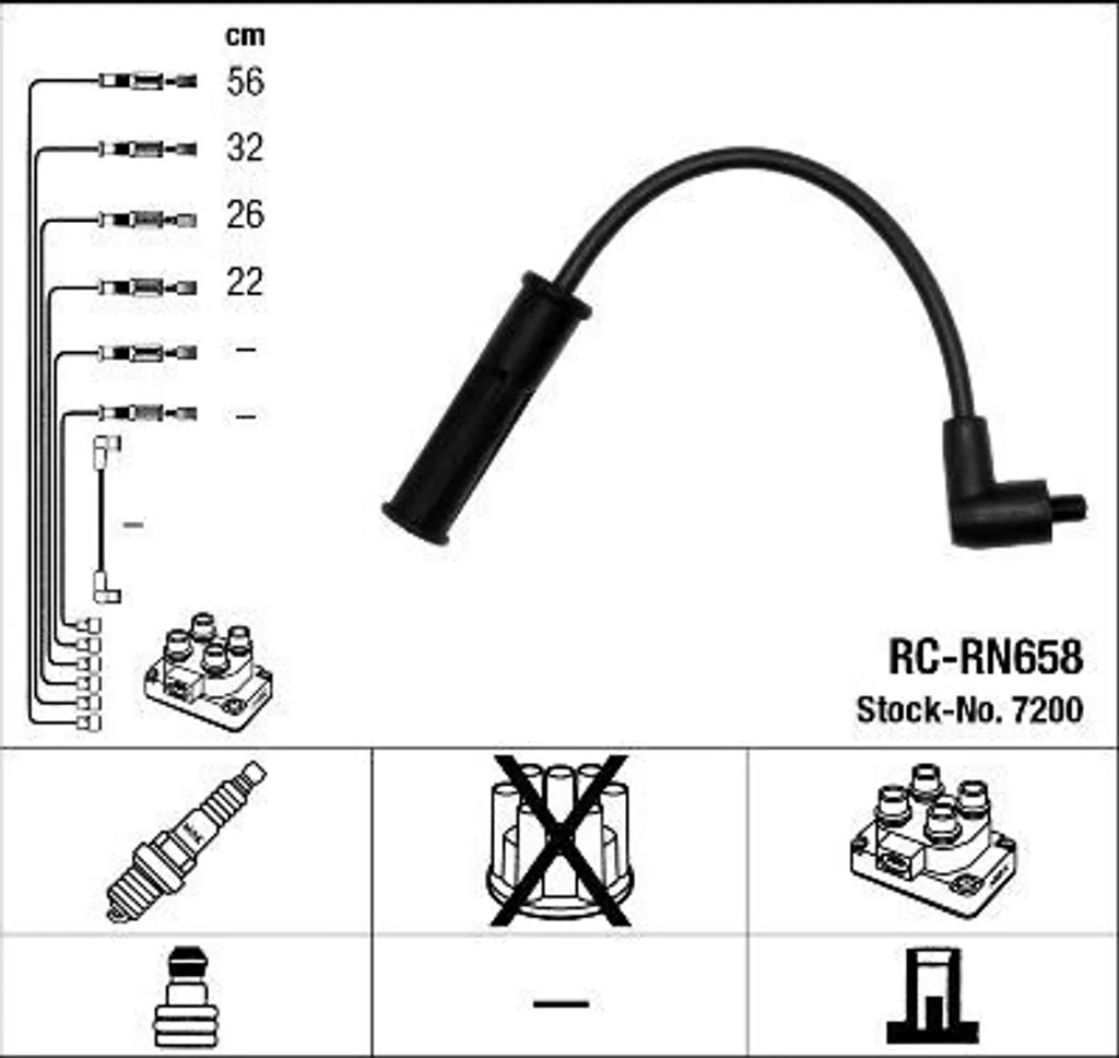NGK 7200 Kit Cavi Accensione OE 7700273826 per Renault Megane Clio Dokker