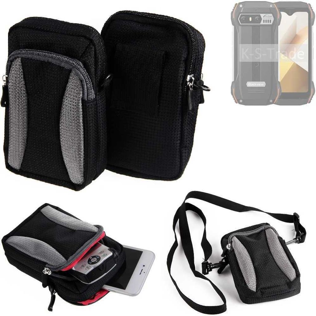 K-S-Trade Holster Schutz Hülle kompatibel mit Blackview N6000 Handy Hülle Gürteltasche Umhängetasche mit Zusatzfach schwarz