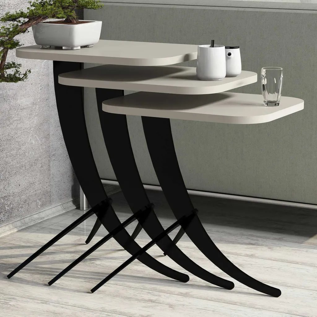 Table gigogne Pion crème : fini le manque de place avec ce lot de 3