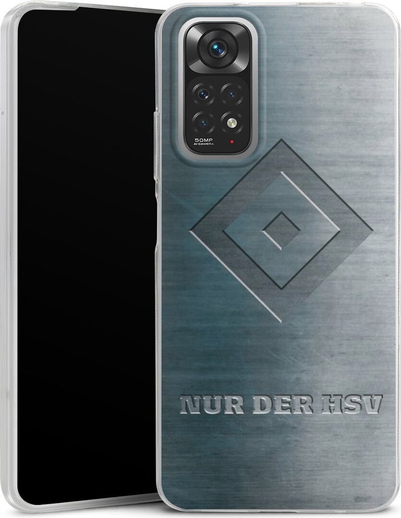 DeinDesign Slim Hülle für Xiaomi Redmi Note 11 4G Silikon Case Ultra Dünn Handyhülle HSV Hamburger SV Metallic Look