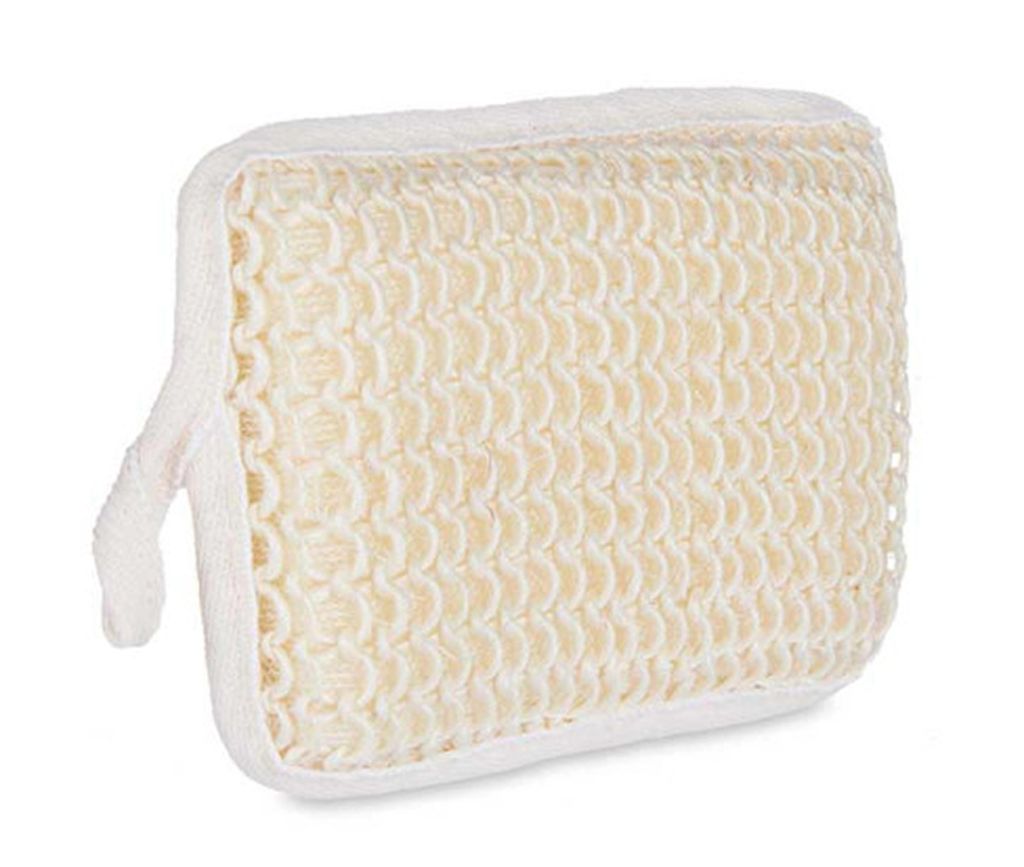 BADESCHWAMM aus Sisal 16,5×11×3cm Weiß-Beige Naturschwamm Duschschwamm Körperschwamm Körper Massage Schwamm 70