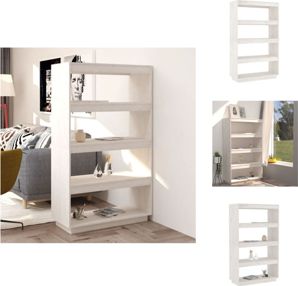 vidaXL Bücherregal/Raumteiler Weiß 80x35x135 cm Massivholz Kiefer - Bücherregale & Bücherschränke