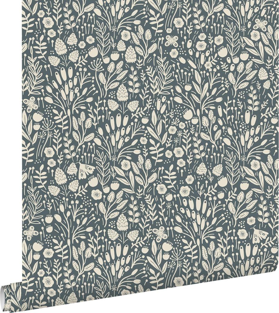 ESTAhome Tapete Blumen Blaugrün 50 x 900 cm