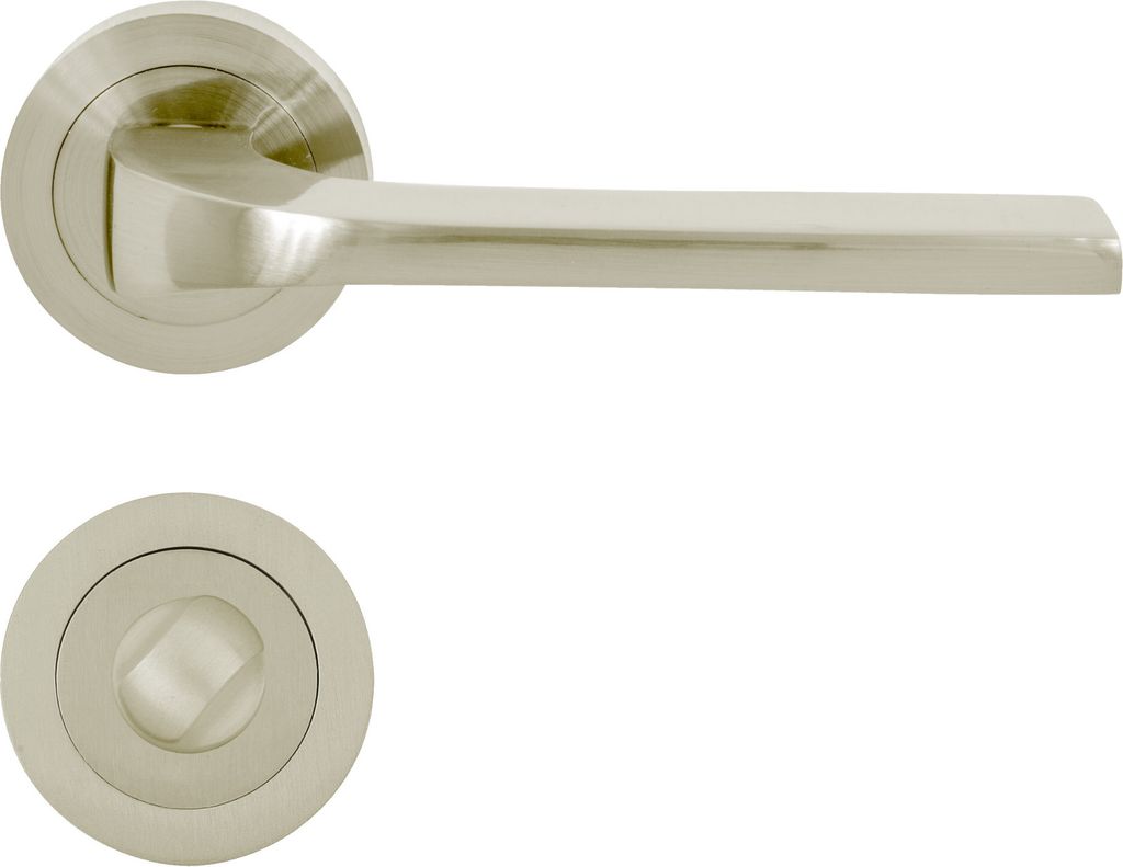 DOMINO Türgriff Drückergarnitur WC - Badezimmer Set | Vierkant-Rosette | Türbeschlag für Badezimmertüren | Set WC - Rosetten-Garnitur | Türkl...