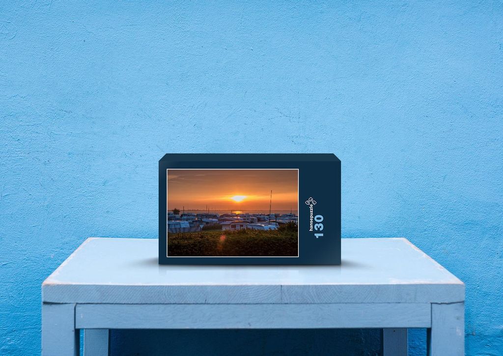 hansepuzzle 38752 - Sonnenuntergang Puzzle, 130 Teile, Reisen, 28,7 x 20,0cm mit hochwertiger Aufbewahrung, Kartonbox & Beutel