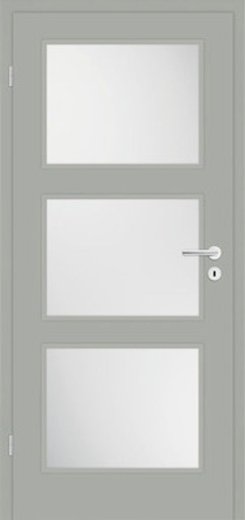 Pertura Zimmertür Mila 02 edelgrau lackiert 73,5x198,5 cm Links mit Lichtausschnitt HM (ohne Glas)