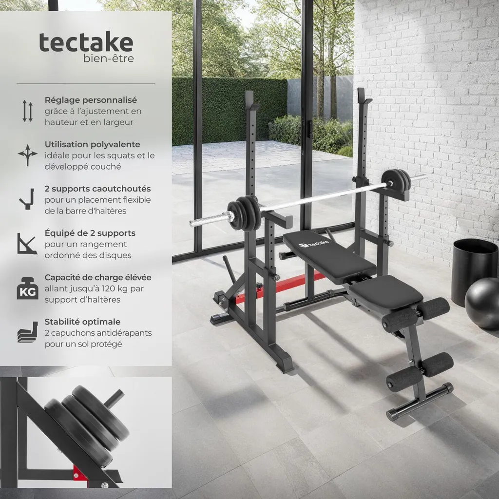 Rack de musculation Creed noir pour squat et développé couché stable - 2
