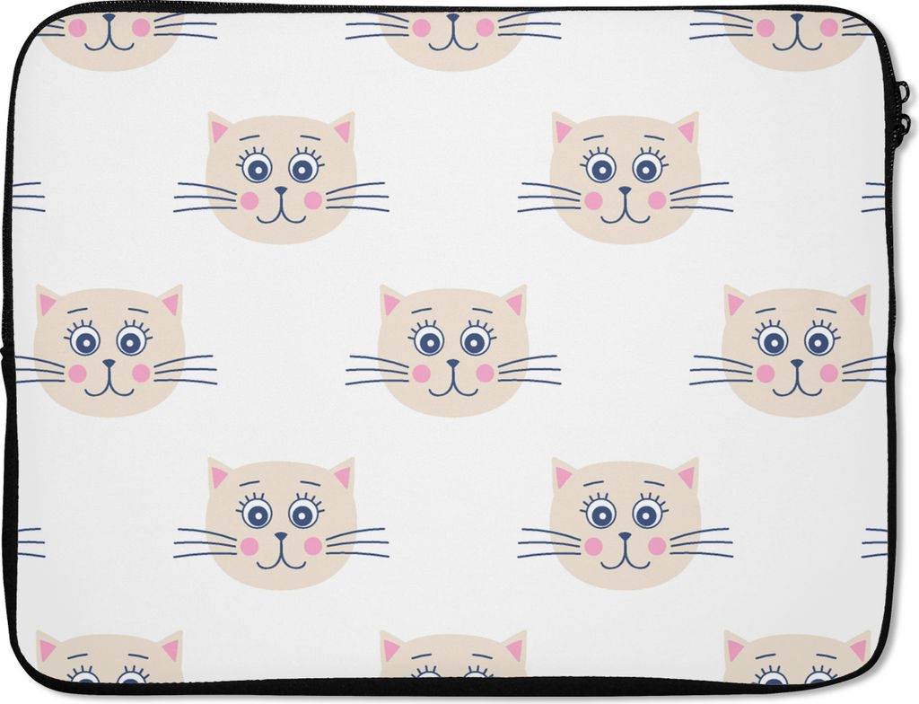 MuchoWow Laptop Hülle 15 Zoll Katzen - Mädchen - Pastell - Muster - Kinder Laptoptasche - Laptoptasche - Sleeve - Rundum-Schutz