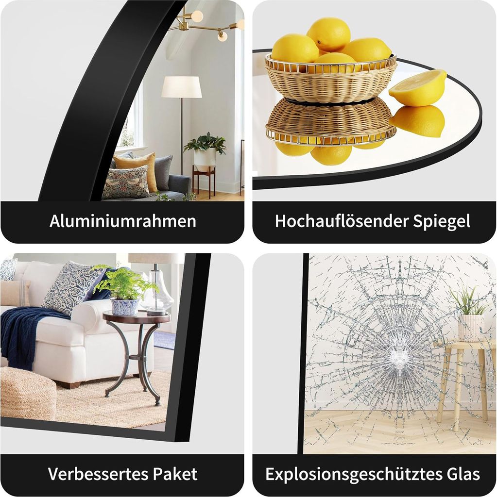 OKWISH Bogen Ganzkörperspiegel –Gewölbter Standspiegel Produktbild 6