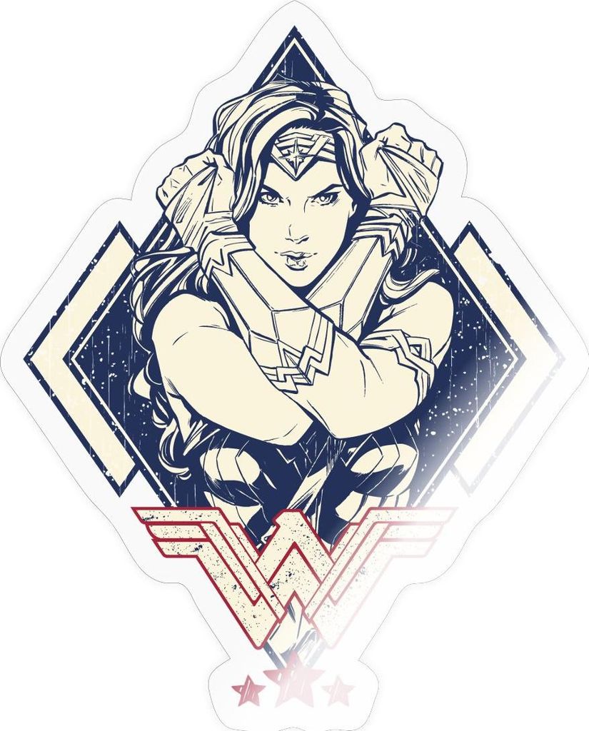 Spreadshirt Wonder Woman Gekreuzte Arme Pose Sticker Aufkleber, 10 x 10 cm, Transparent glänzend