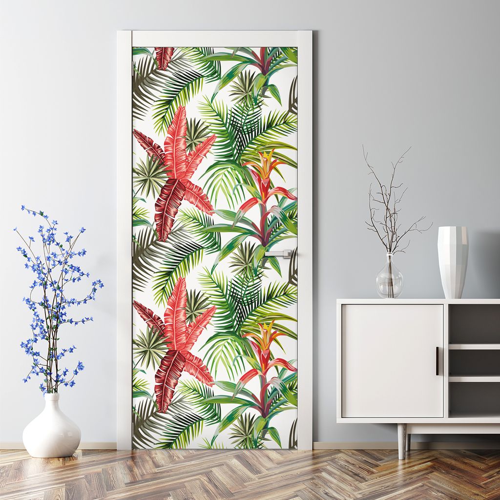 Dekorative Türaufkleber selbstklebend Klebefolie Aufkleber Tropischer Dschungel 77 x 200 cm