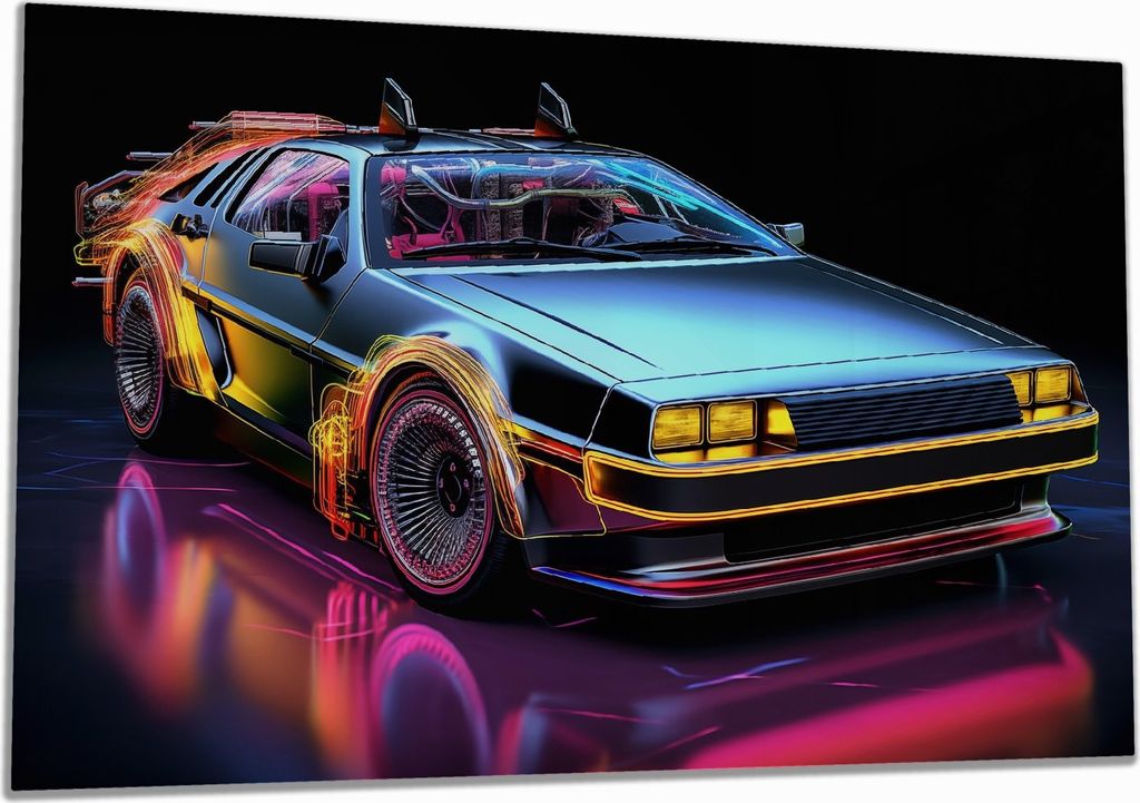 Wallario Herdabdeckplatte aus Glas, Größe 80 x 52 cm 1-teilig, Motiv Mobile Zeitmaschine