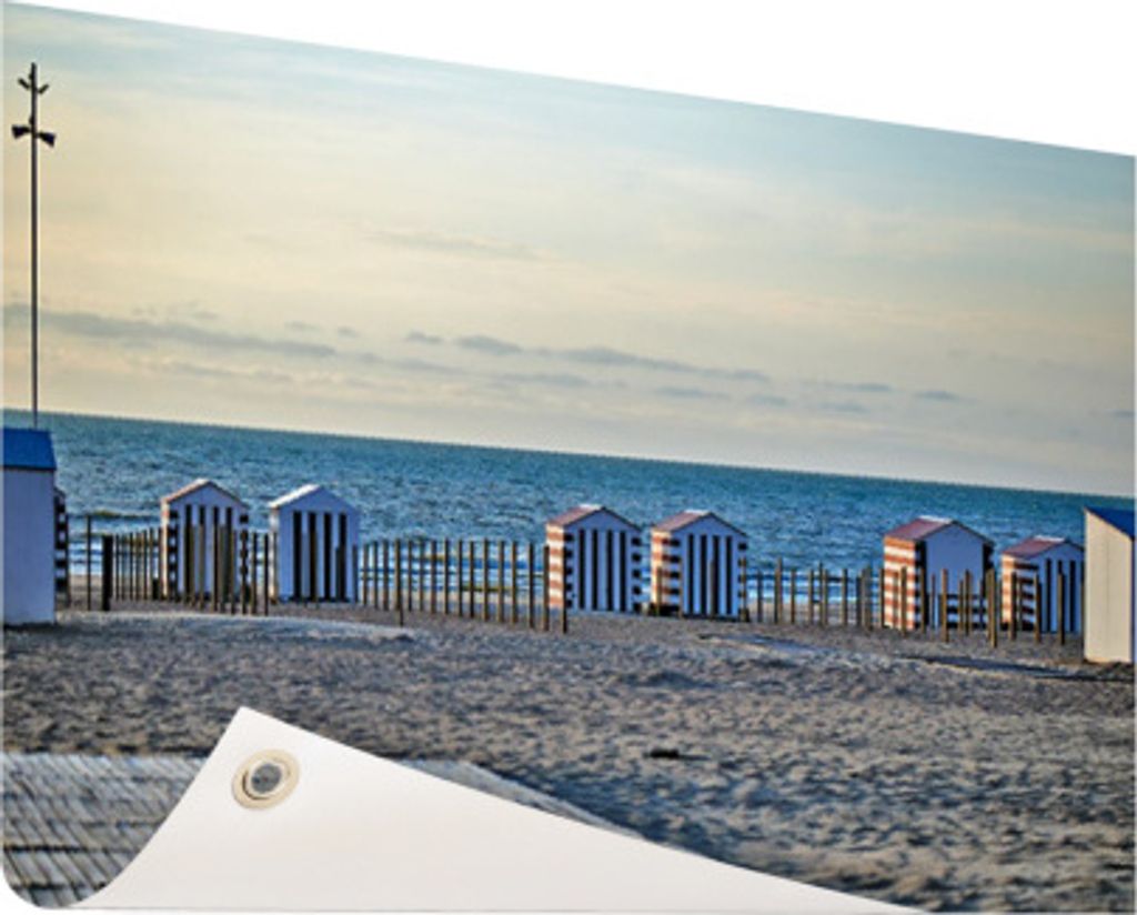 Gartenposter - 120x80 cm - Strand an der Nordsee mit Ferienhäusern - Modernes Wandbilder - Meer und Strand