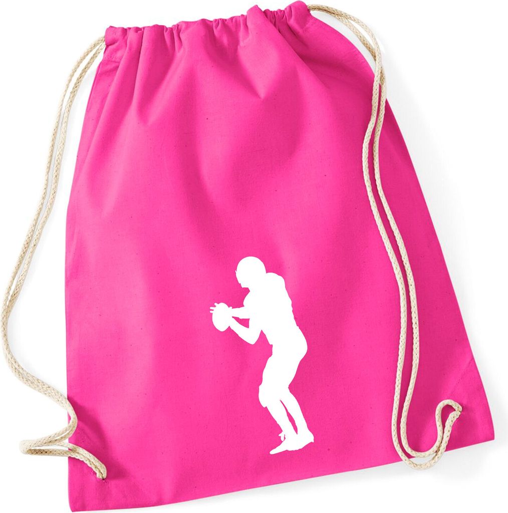 Huuraa Turnbeutel American Football Silhouette 12 Liter Fuchsia Baumwolle Rucksack Geschenkidee