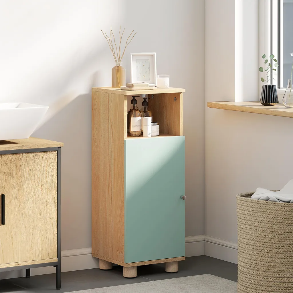 Meuble de salle de bain étroit vert 30x30x80cm avec placard de rangement - 3