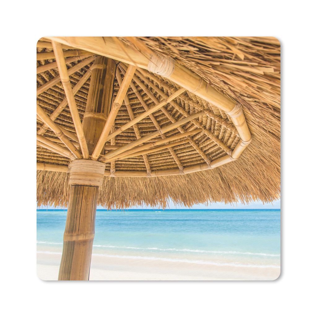 MuchoWow Mauspad Mousepad Sonnenschirm - Strand - Meer - Tropisch 30x30 cm - Mousepads - Maus Mat - Pad - Mausunterlage - Gaming