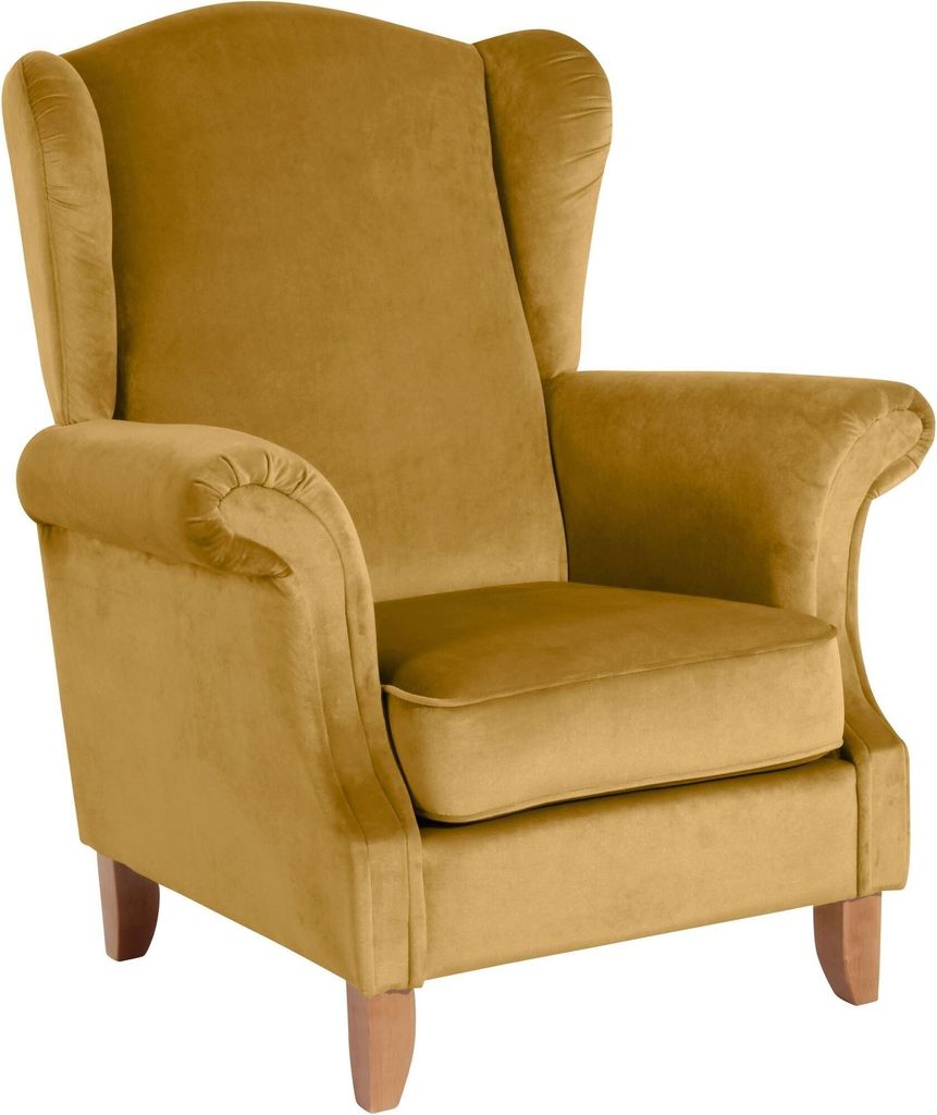 Ohrensessel Katria Bezug Samtvelours Buche natur / mais 22825