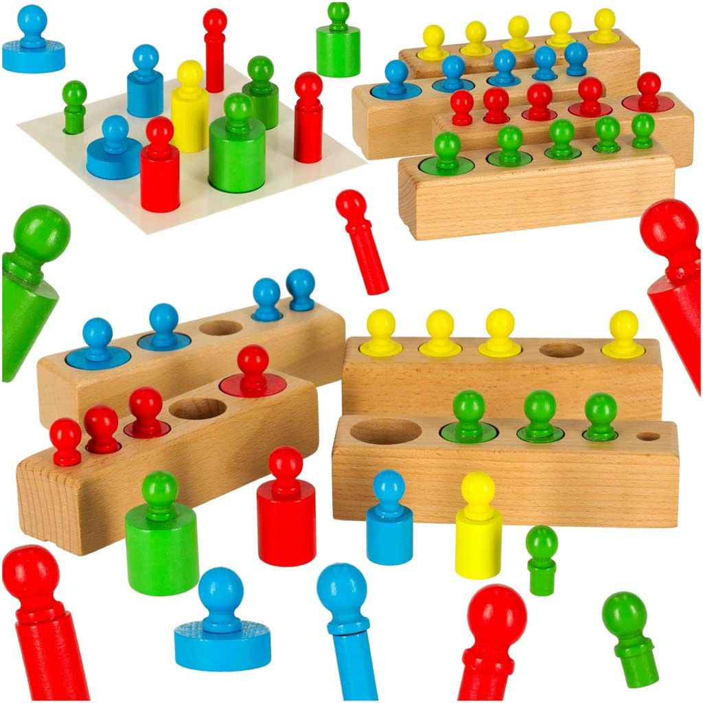 Gewichte Holzzylinder Montessori Bunt Produktbild 