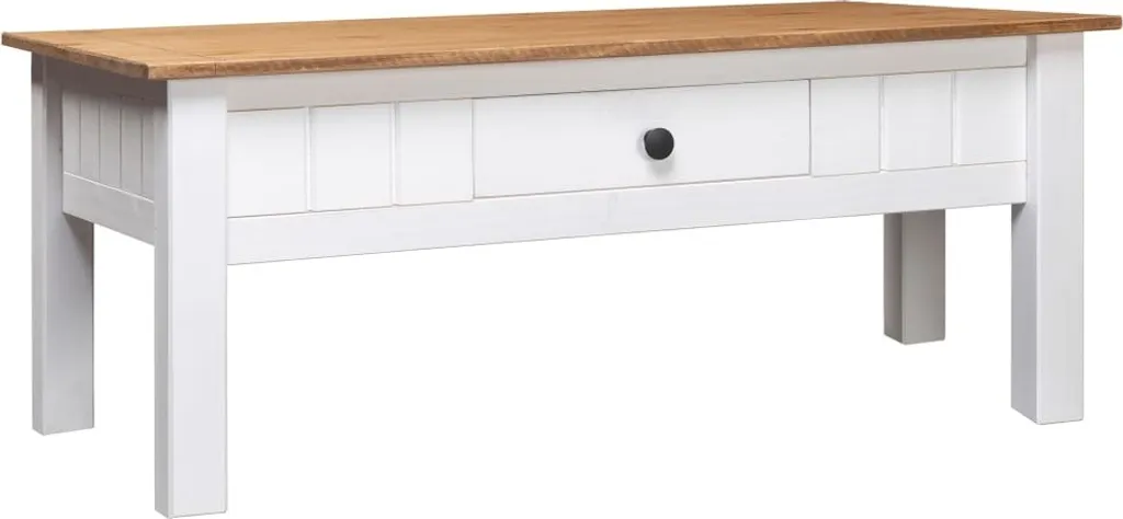 Tavolino Bianco 100x60x45 cm Pino Massiccio Panama | The Living Store