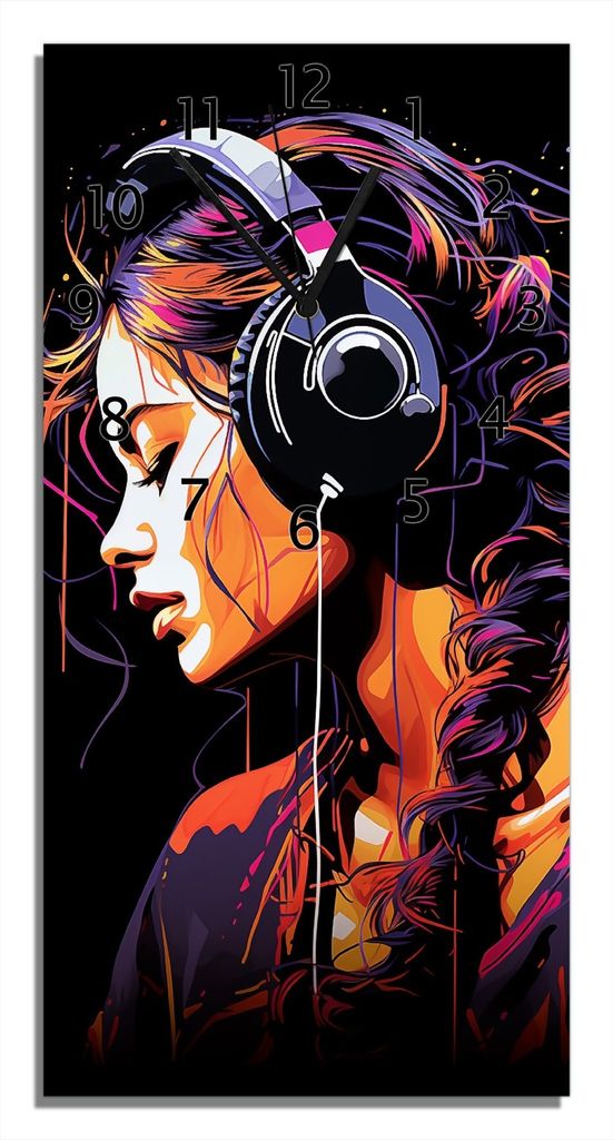 Wallario Design Wanduhr bedruckt, Größe 30 x 60 cm, Motiv: Klang der Emotionen