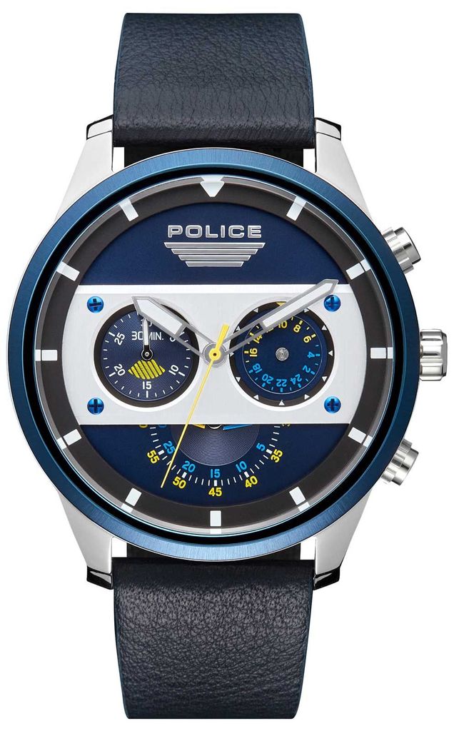 Police Armbanduhr Herrenuhr Lederarmband blau PL15411JSTBL.03