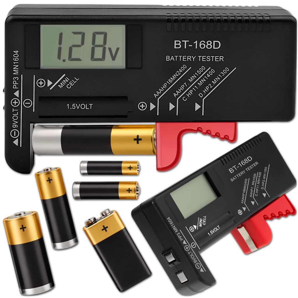KRUMAD Digitaler Batterietester für AA, AAA, 9V, C, D, Knopfzellen - Kompakt, Tragbar, Ideal für Haushalt, Geräteprüfung und Strommessung