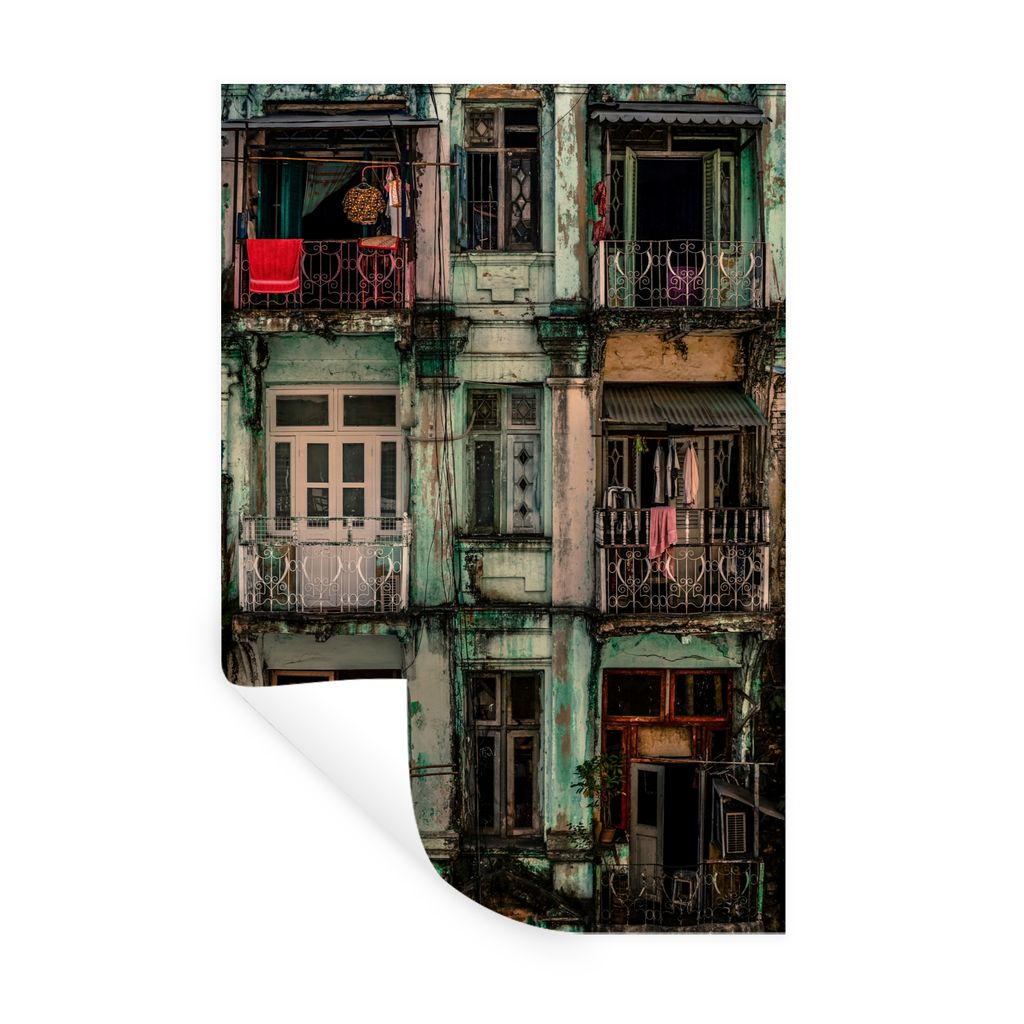 MuchoWow Wandtattoo Wandsticker Wandaufkleber Vintage - Türen - Wohnungen - Architektur 20x30 cm Selbstklebend und Repositionierbar - Sticker - ...