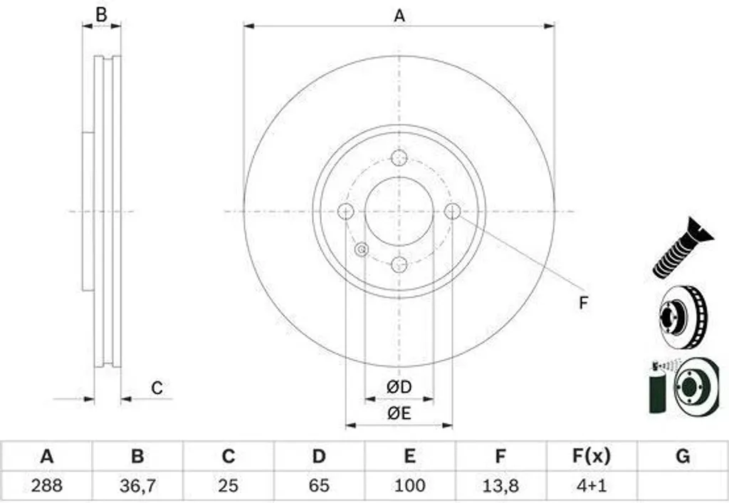 Disque de frein avant Bosch 0 986 479 E81 pour VW Load UP et UP