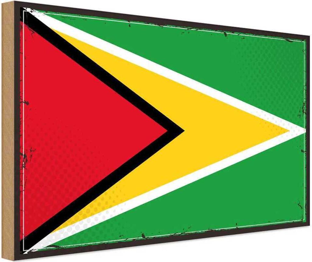 vianmo Holzschild 30x40 cm Guyanas Retro Guyana Flagge Fahne Wappen