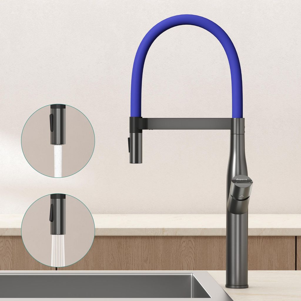 Mai & Mai Wasserhahn Küche, Spültischarmatur Küchenarmatur, Mischbatterie mit Einhebelmischer, 360°Schwenkbar Küchenwasserhahn Grau Turnix-01