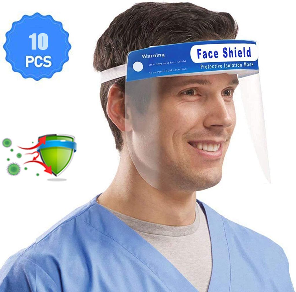 10 Stück Safety Gesichtsschutzschild Kunststoff Visier Gesichtsschutz Anti-Fog 
