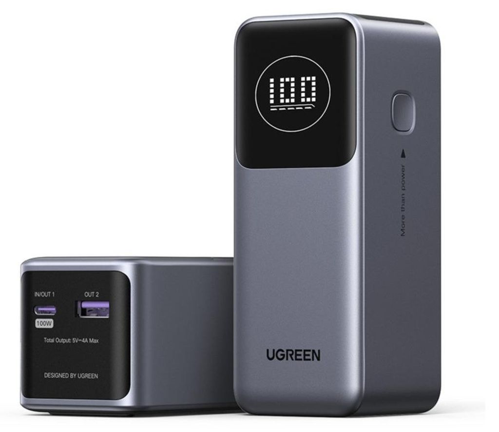 Powerbank Ugreen PB724 Nexode PD 12000mAh 100W 1xUSB-C 1xUSB-A Cinza