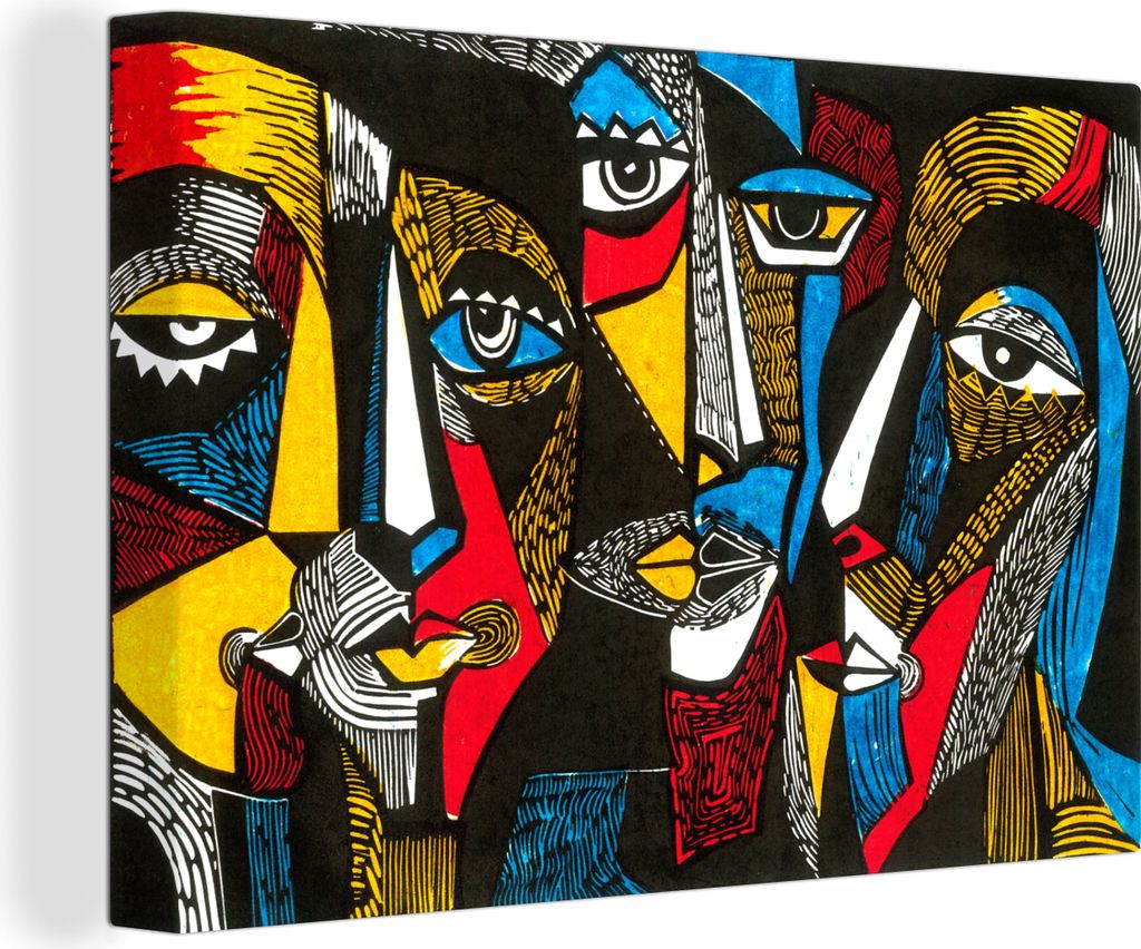 OneMillionCanvasses - Leinwandbilder - 140x90 cm, Malerei - Kubismus - Ölgemälde - Maske, Wandbilder Kunstdruck Wanddekoration - Foto auf Leinw...