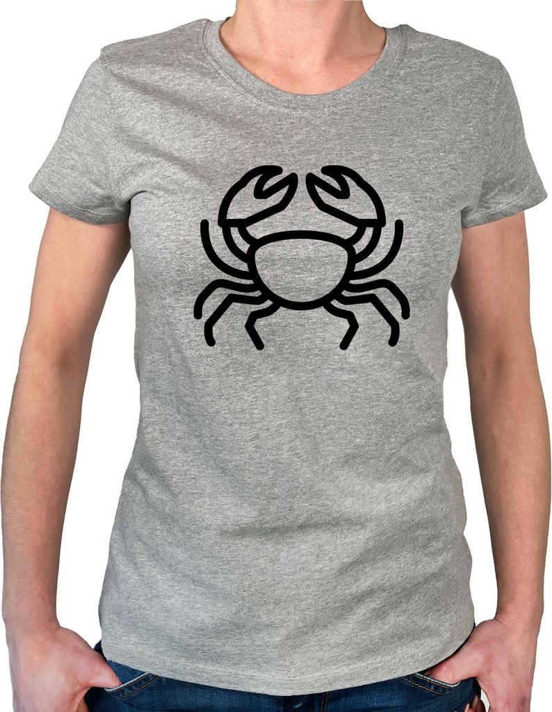 Huuraa Damen T-Shirt Krebs Sternzeichen Symbol XL Sport Grey Bio Baumwolle Fairtrade Damenshirt Geschenkidee