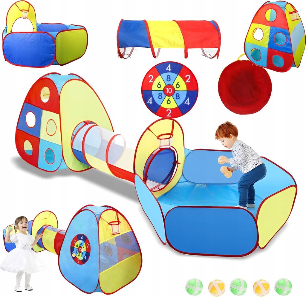 XXL Spielzelt mit Tunnel 3-in-1 | Kinderzelt Set für Produktbild 
