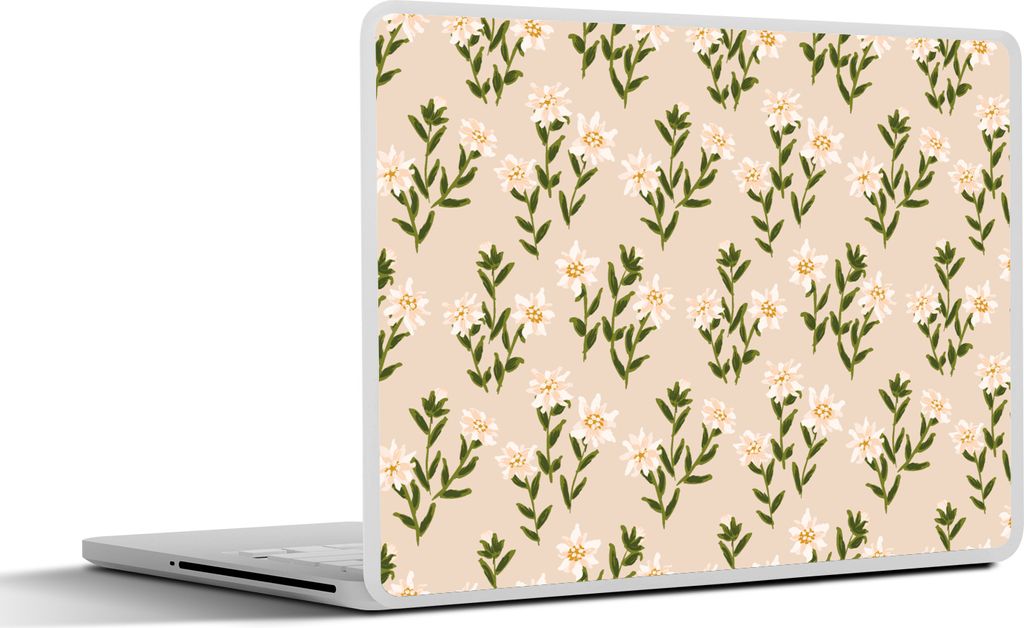 MuchoWow Laptop Aufkleber Sticker Cover Edelweiss - Blumen - Muster 30x22 cm - Laptop-Sticker