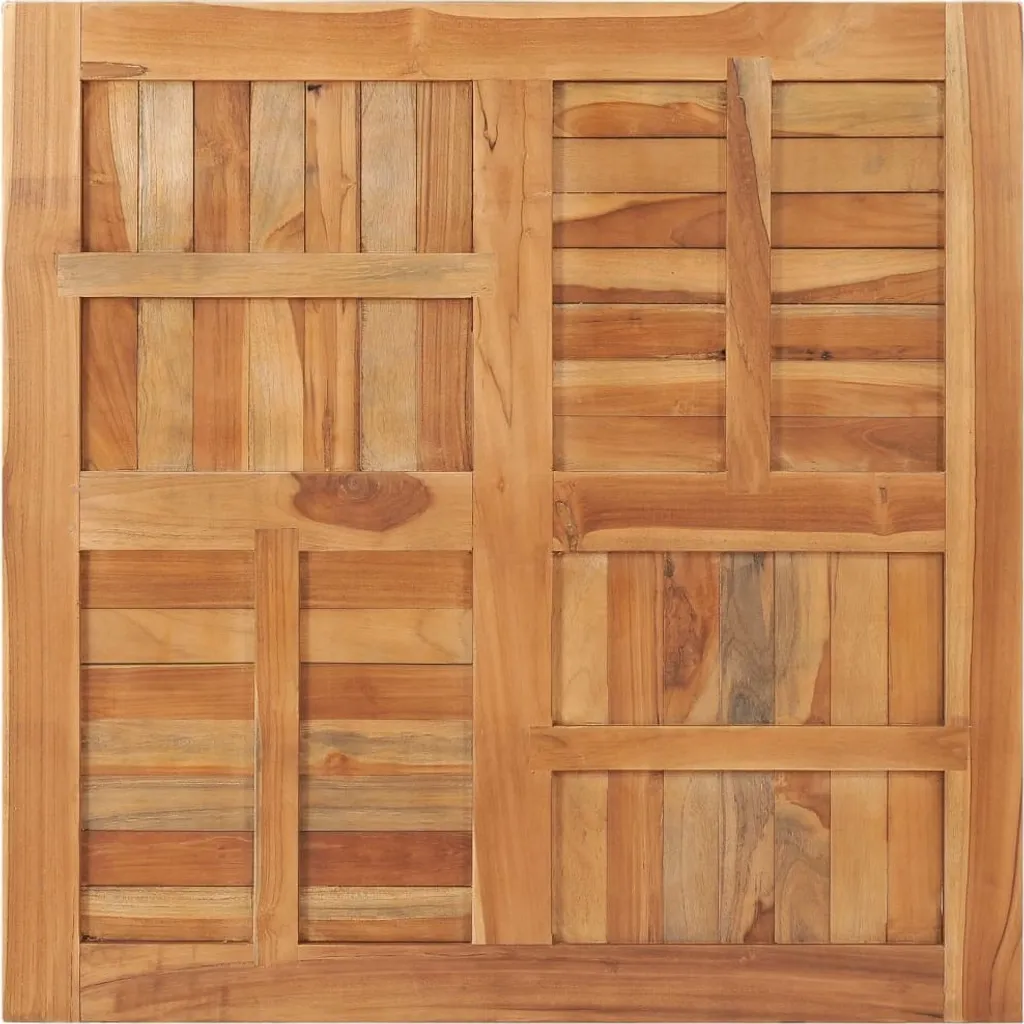 Plateau de Table Carré 90x90 cm en Teck Massif Finition Naturelle
